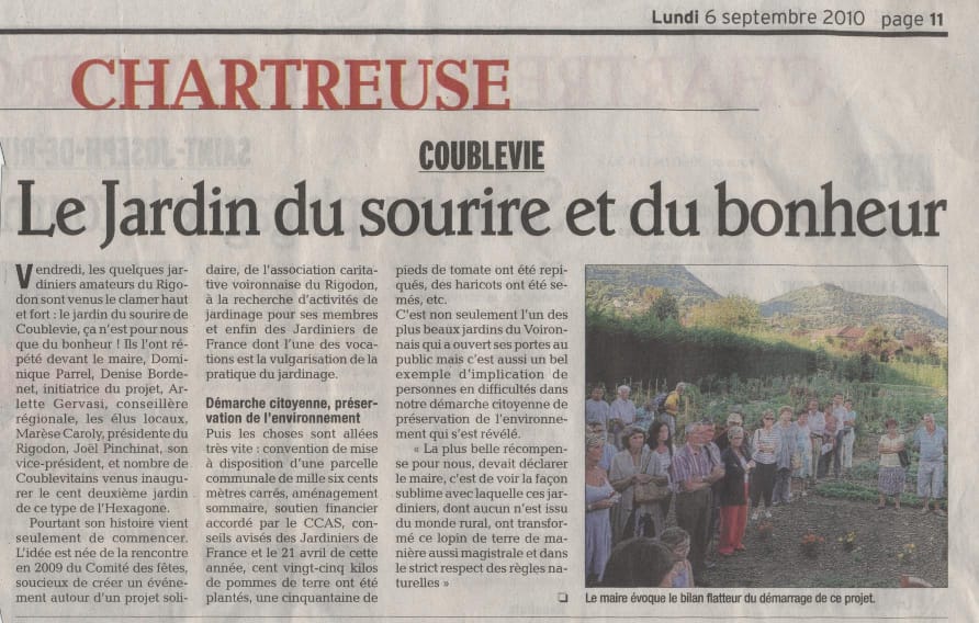 Le Jardin dans le DL de septembre 2010